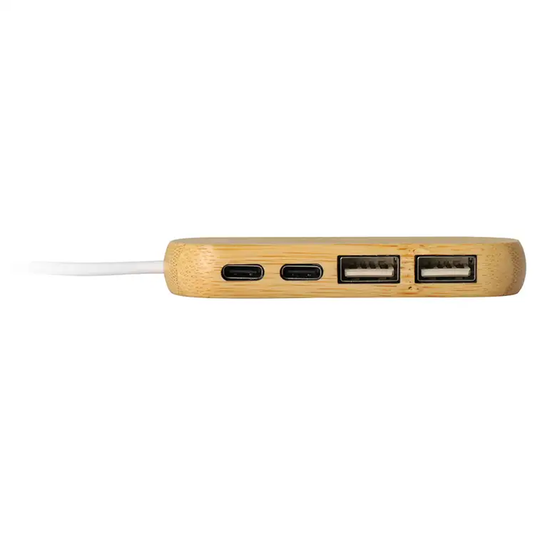 Hub USB et USB-C à deux ports en bambou #2